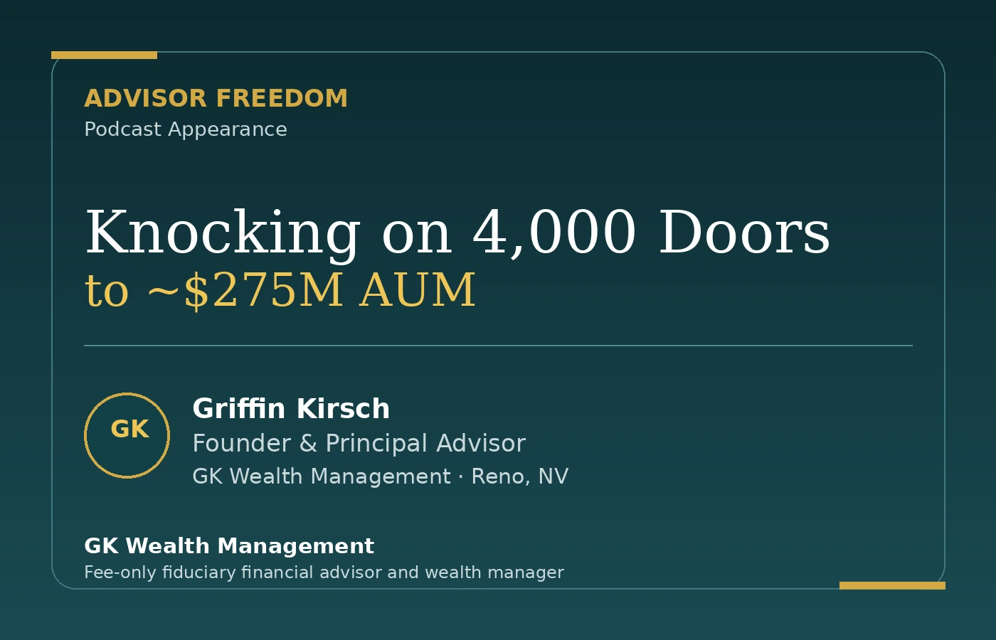 Griffin Kirsch featured on the Advisor Freedom podcast